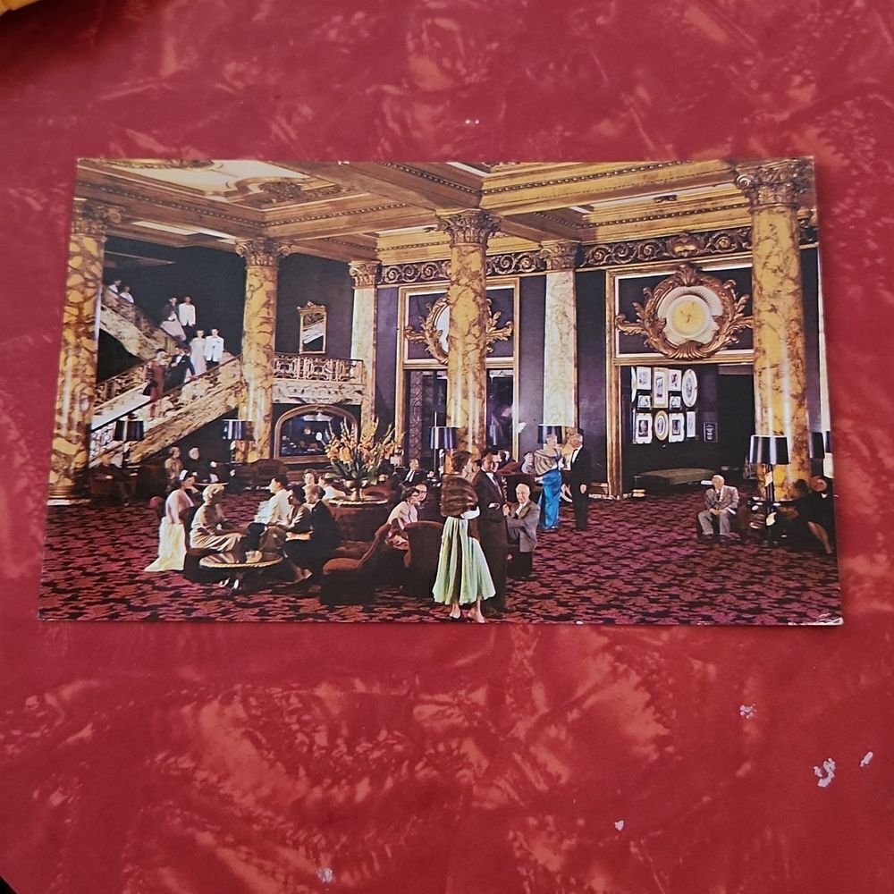 Vintage 1960' Fairmont Hotel Nob Hill San Francisco Lobby Postcard